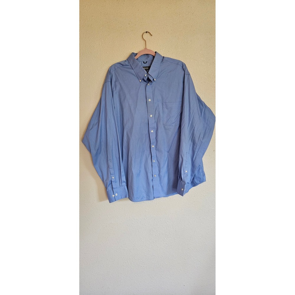 Kenneth Cole Reaction Mens XXL Blue Non-Iron Regular Fit Shirt 18-18.5 36-37‎
